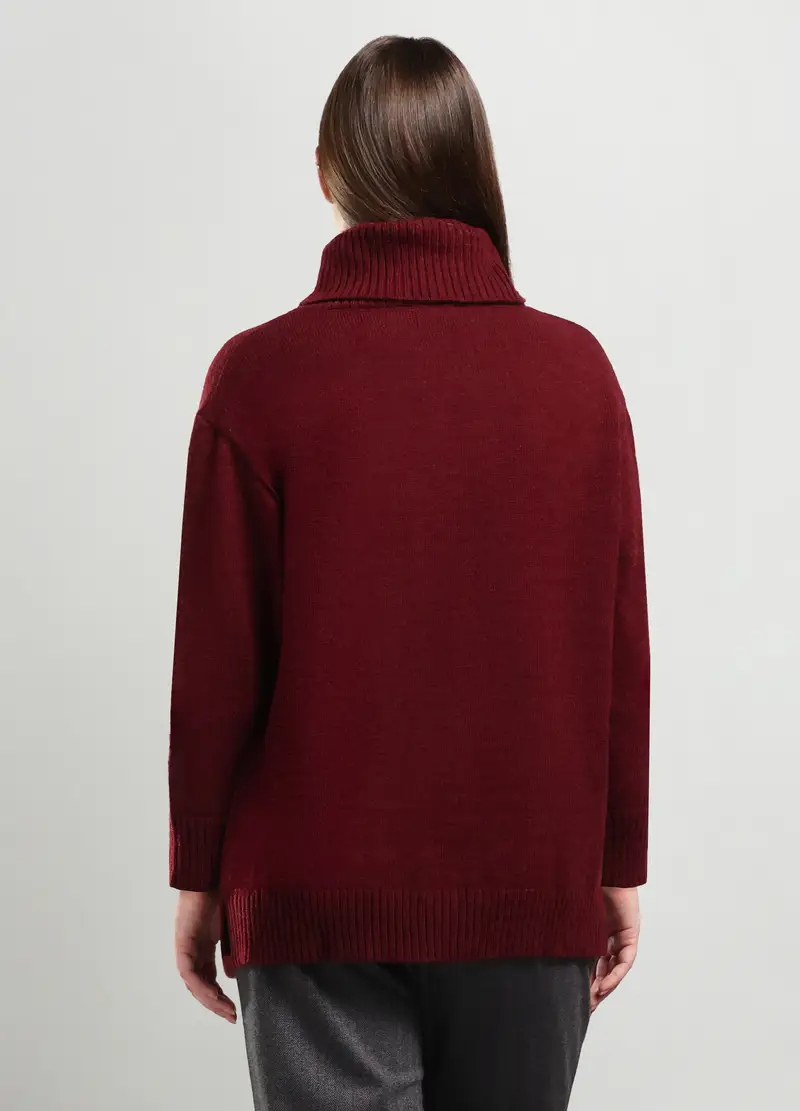 Tricot In Misto Lana Donna Curvy, Rosso bordeaux miniatura 2