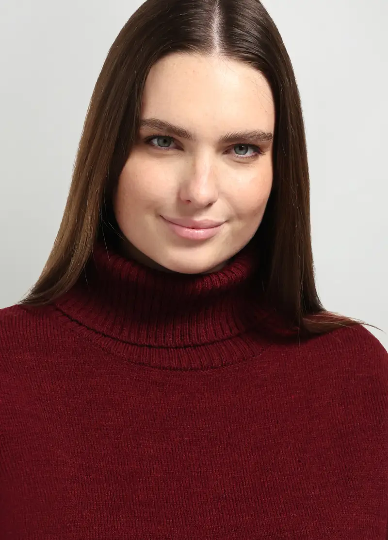 Tricot In Misto Lana Donna Curvy, Rosso bordeaux miniatura 3