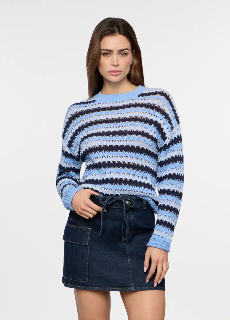 Tricot In Puro Cotone Donna, Azzurro cielo