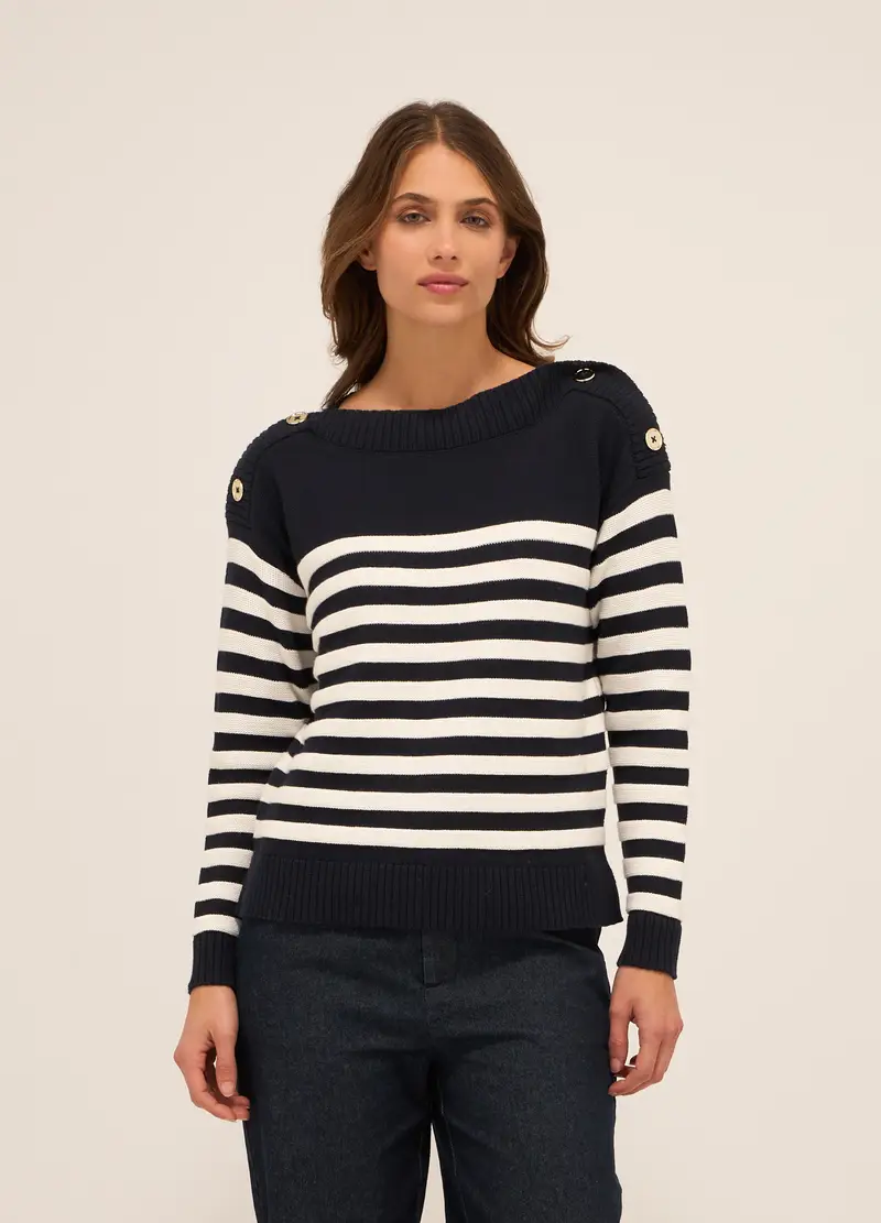 Tricot In Puro Cotone Donna, Blu navy
