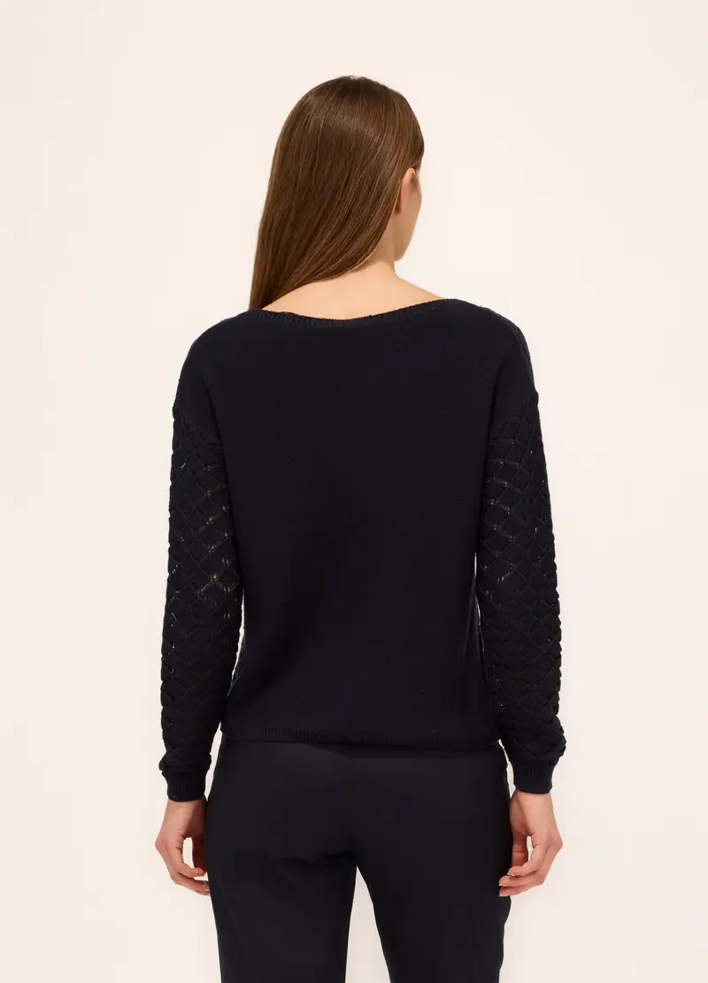 Tricot In Puro Cotone Donna, Nero miniatura 2