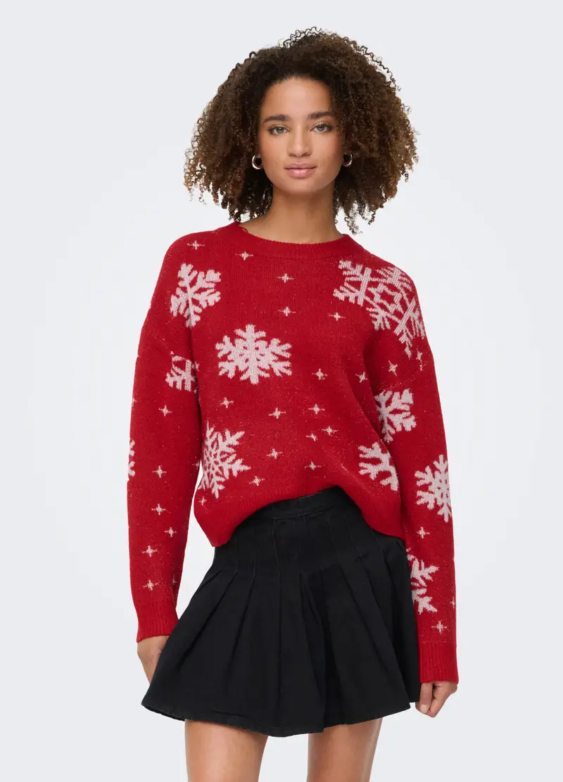 Tricot Jacquard Donna, Unisex, Rosso