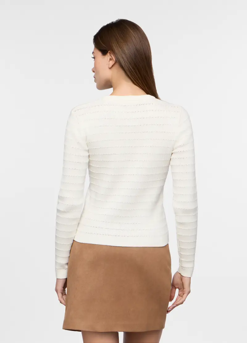 Tricot Misto Cotone Donna, Bianco gesso miniatura 2