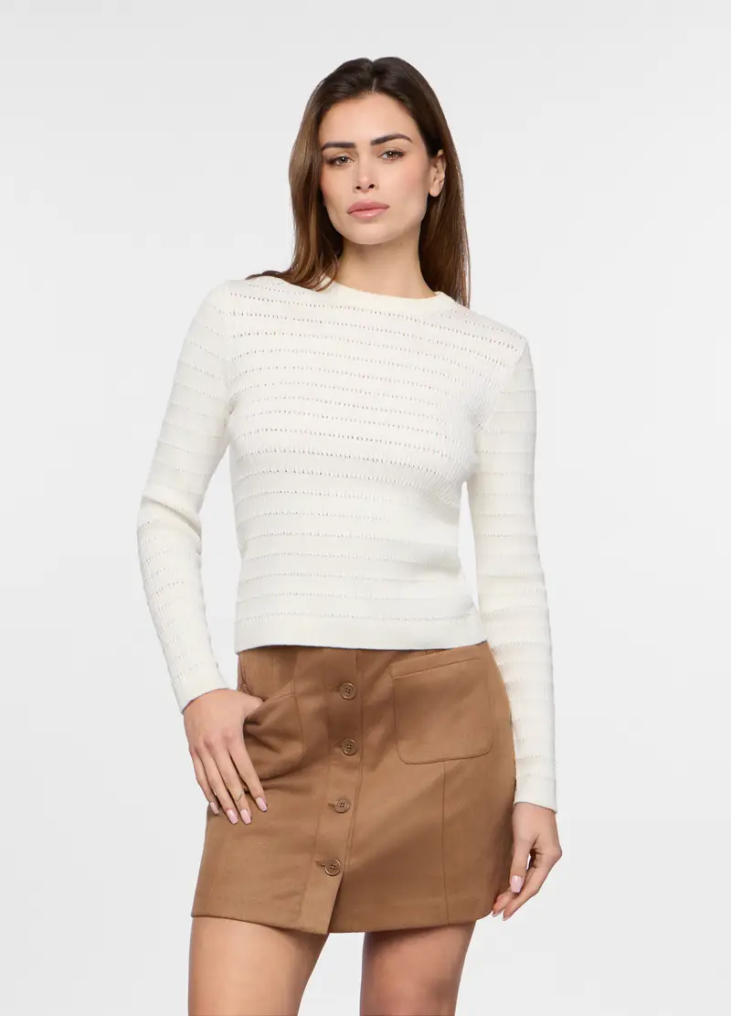 Tricot Misto Cotone Donna, Bianco gesso