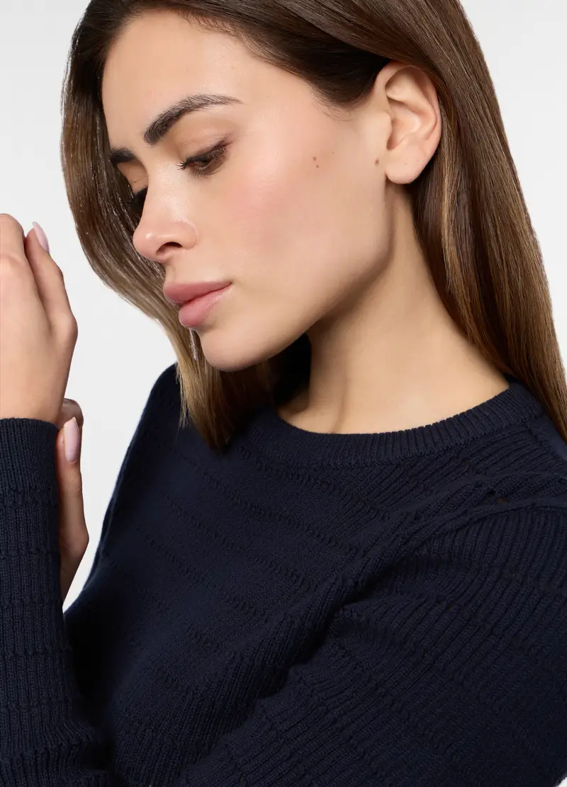 Tricot Misto Cotone Donna, Blu navy miniatura 3