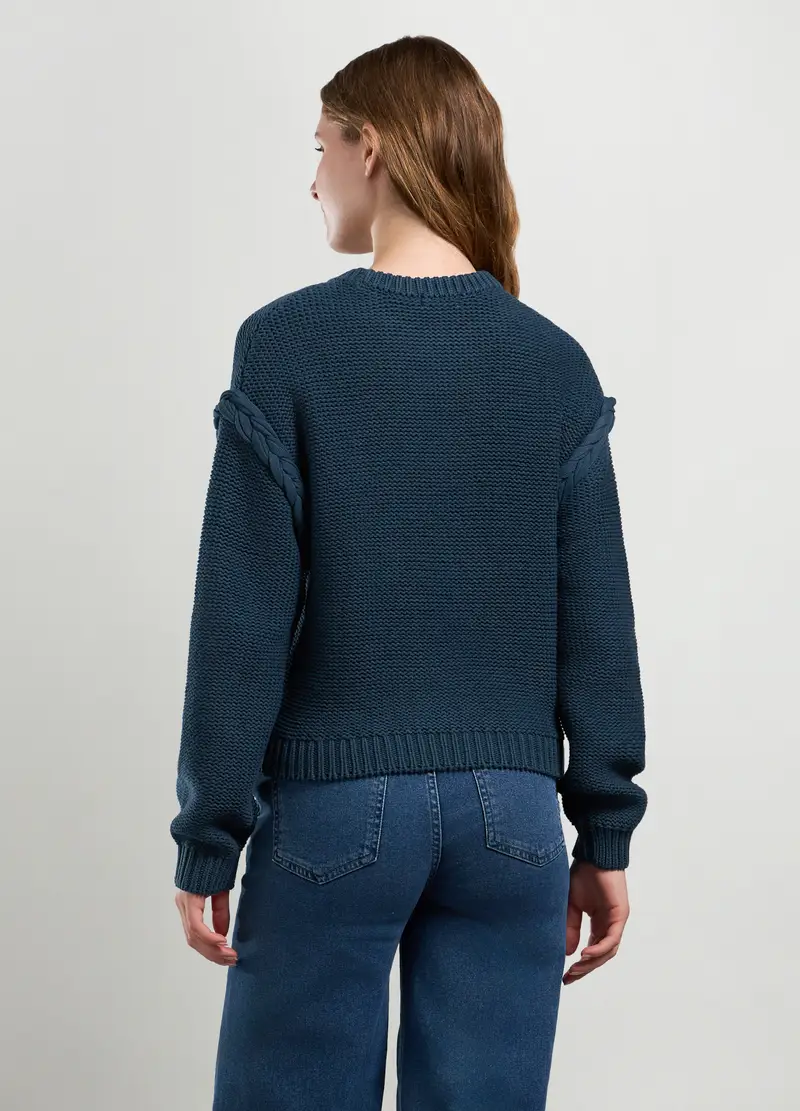 Tricot Misto Cotone Donna, Blu scuro miniatura 2