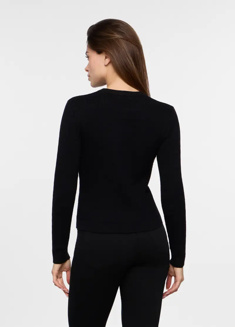 Tricot Misto Cotone Donna, Nero miniatura 2