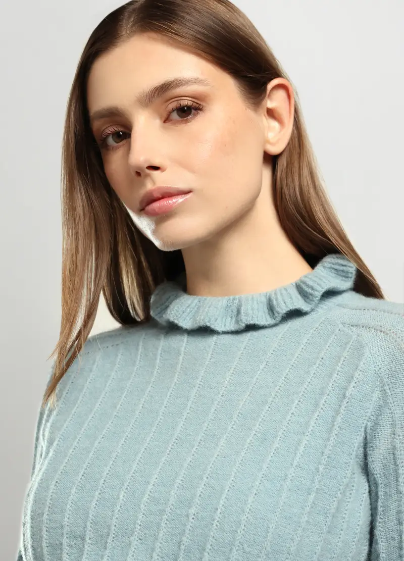 Tricot Misto Lana Donna, Azzurro cielo miniatura 3