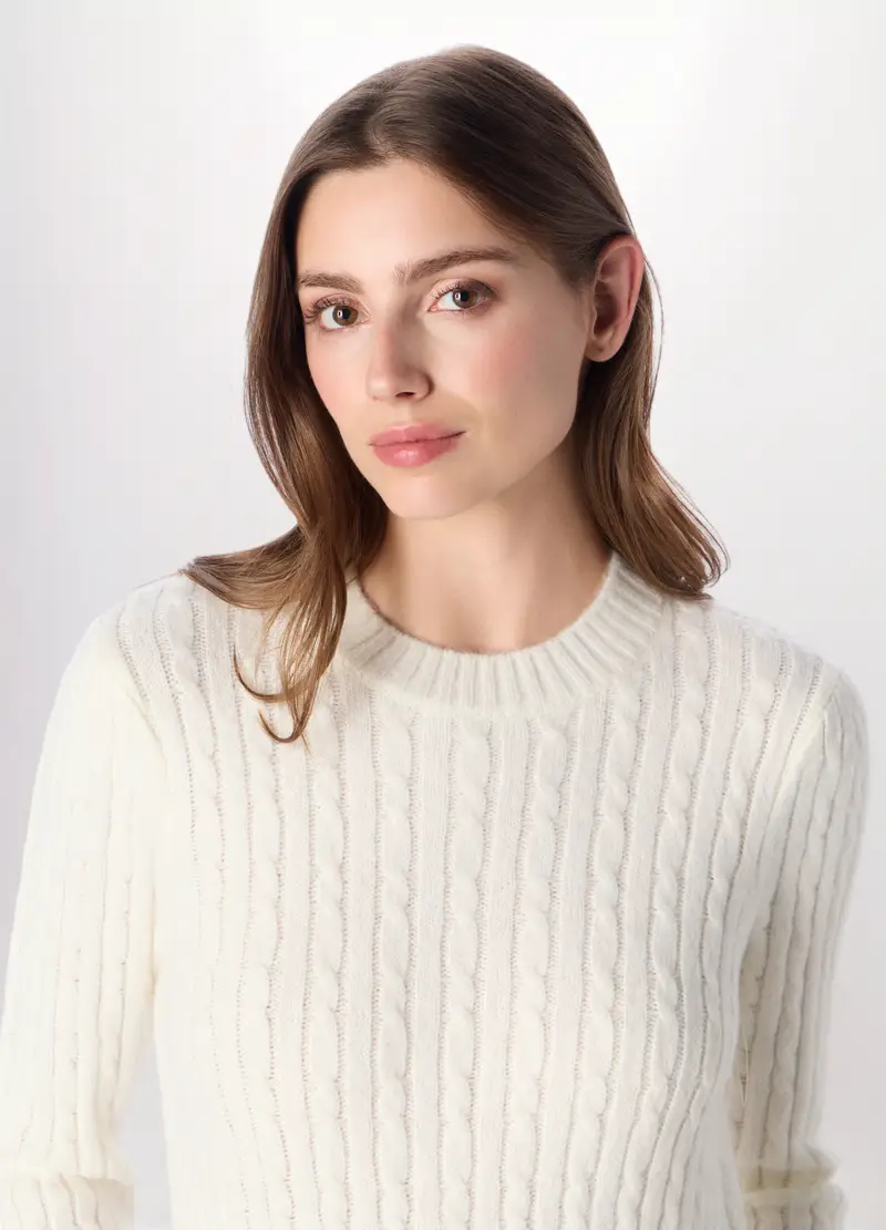 Tricot Misto Lana Donna, Bianco gesso miniatura 3