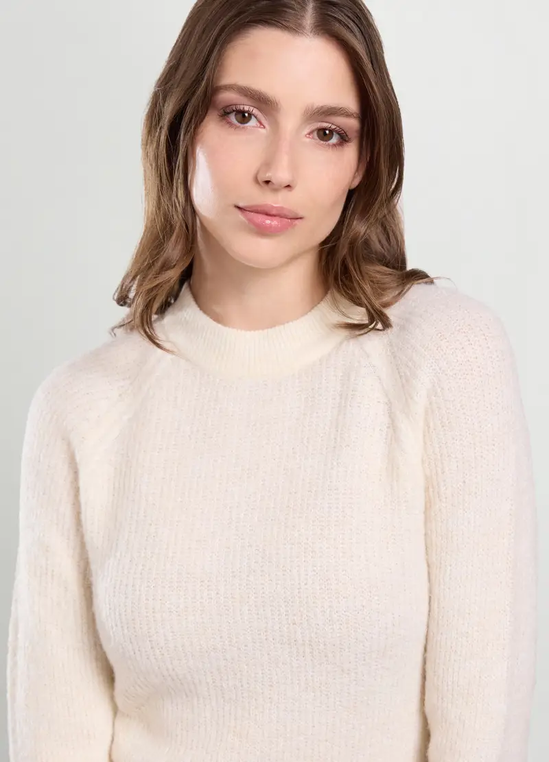 Tricot Misto Lana Donna, Bianco panna miniatura 3