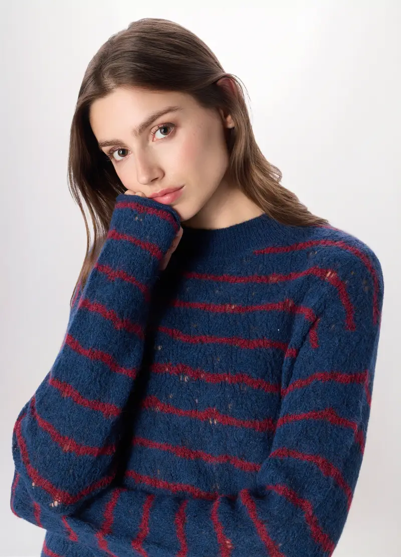 Tricot Misto Lana Donna, Blu Bluette miniatura 3