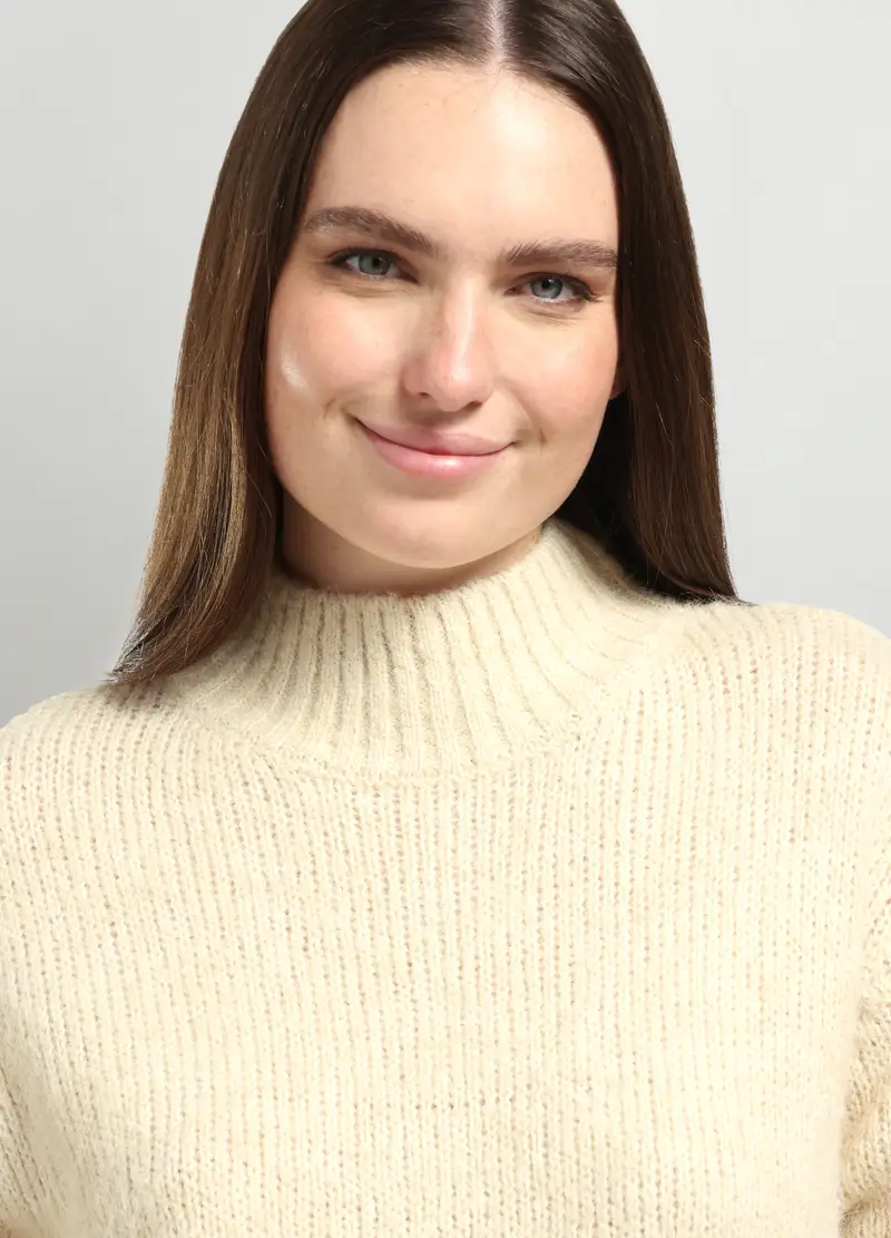 Tricot Misto Lana Donna Curvy, Bianco panna miniatura 3