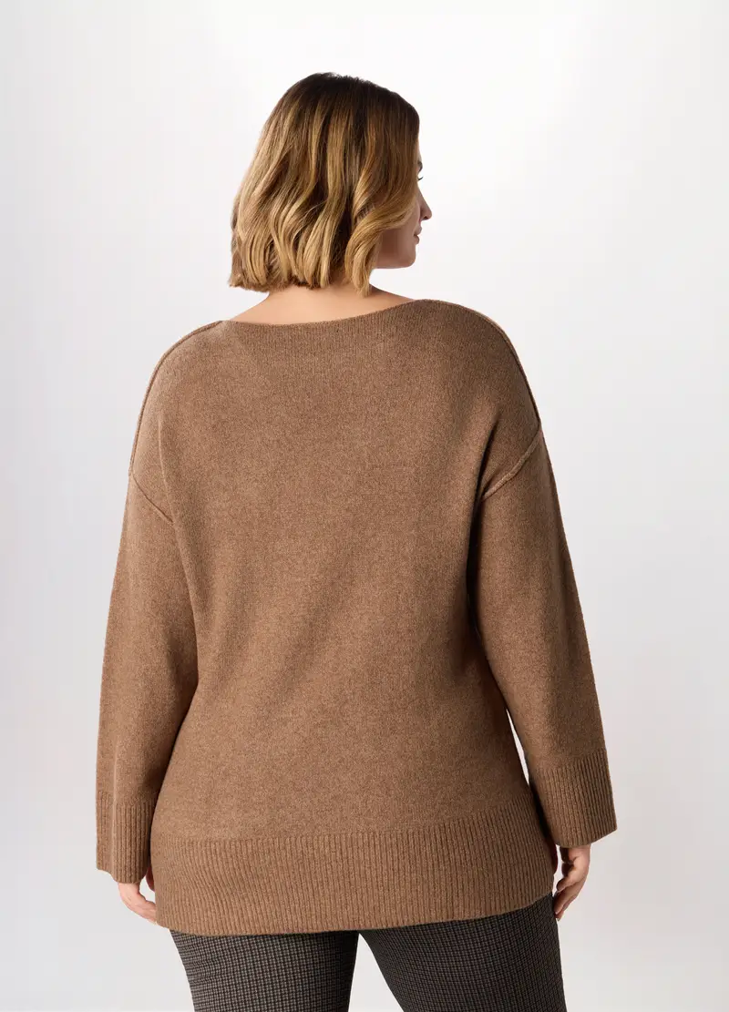 Tricot Misto Lana Donna Curvy, Marrone cognac miniatura 2