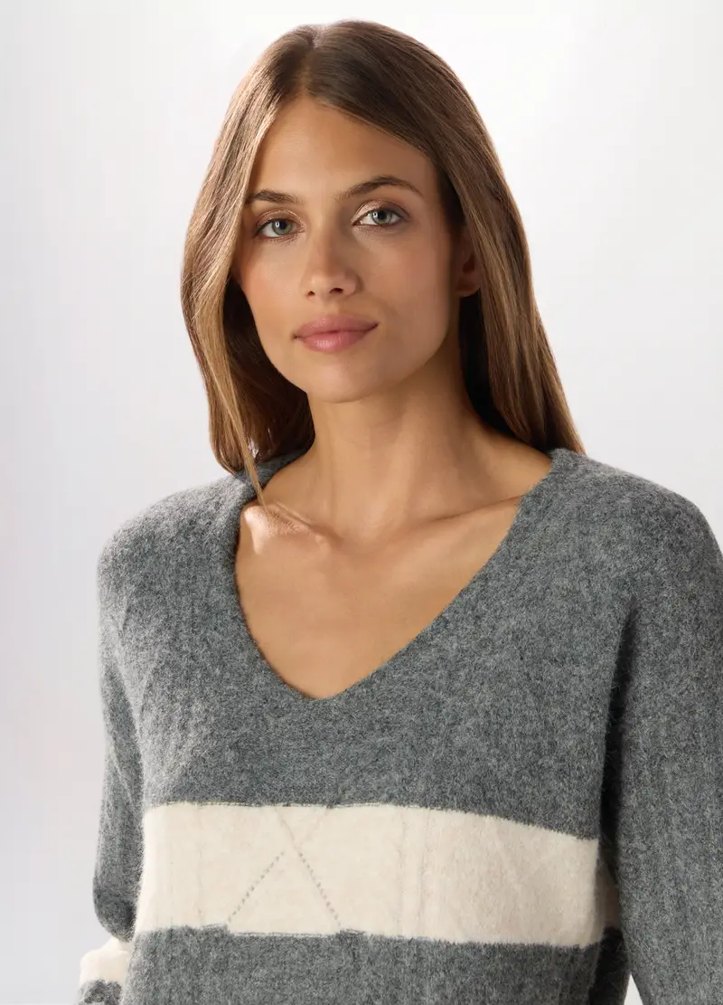 Tricot Misto Lana Donna, Grigio chiaro miniatura 3