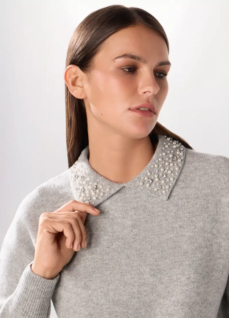 Tricot Misto Lana Donna, Grigio chiaro melange miniatura 3