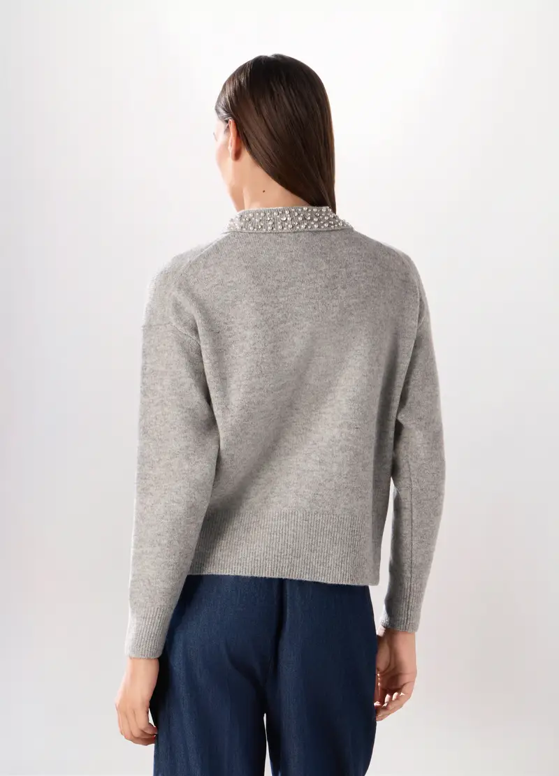 Tricot Misto Lana Donna, Grigio chiaro melange miniatura 2