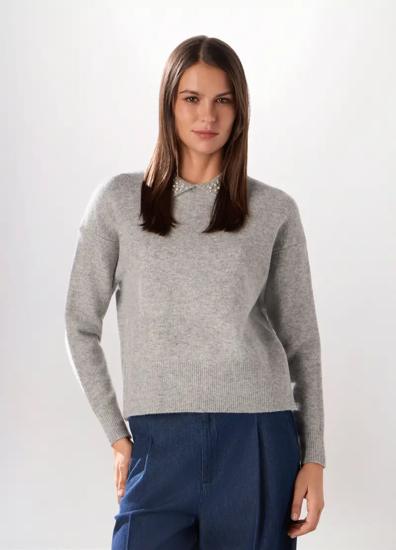 Tricot Misto Lana Donna, Grigio chiaro melange