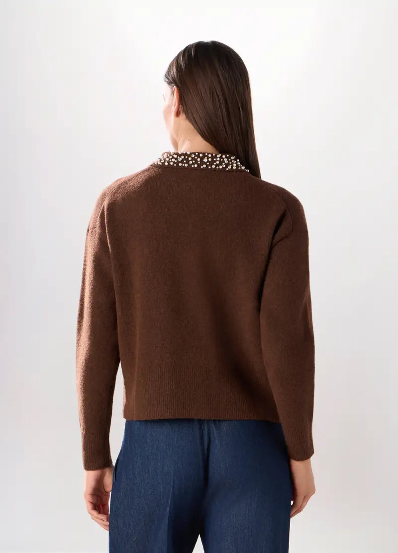 Tricot Misto Lana Donna, Marrone cioccolato miniatura 2