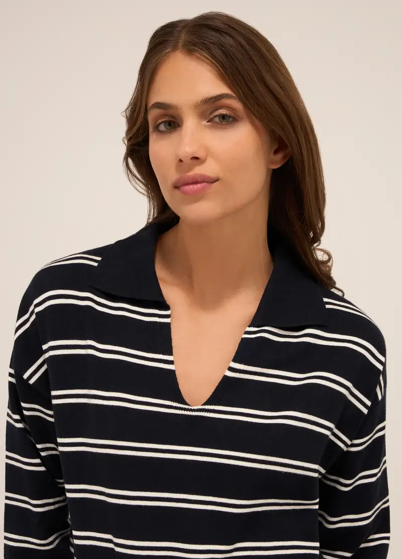 Upim, Tricot Misto Viscosa A Righe Donna, Blu navy, Taglia: S miniatura 2