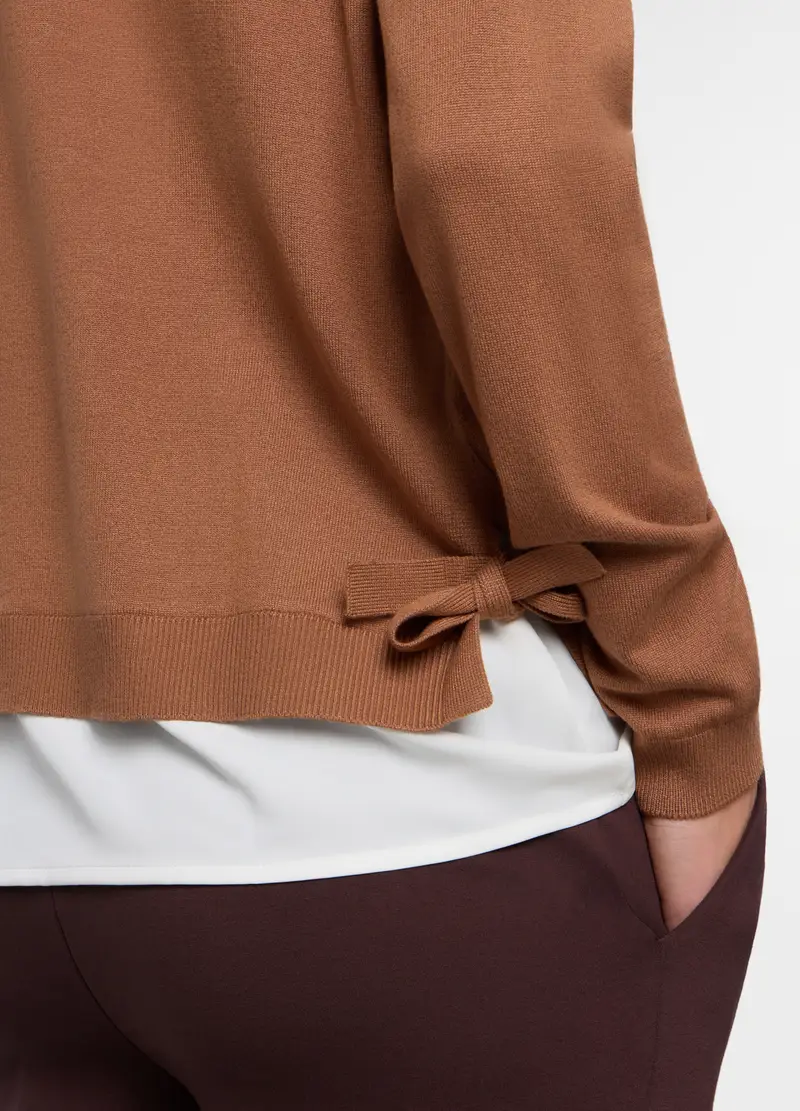 Tricot Misto Viscosa Con Inserto Donna, Marrone cioccolato miniatura 3