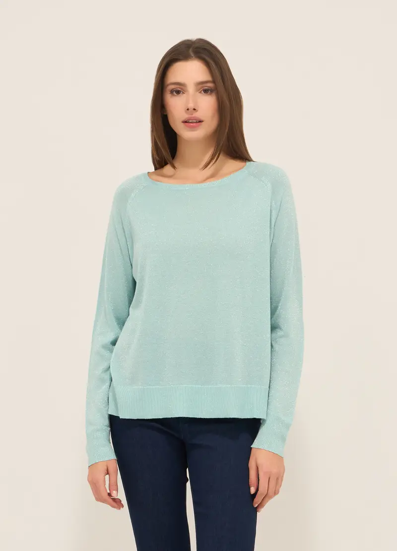Tricot Misto Viscosa Donna, Azzurro acqua