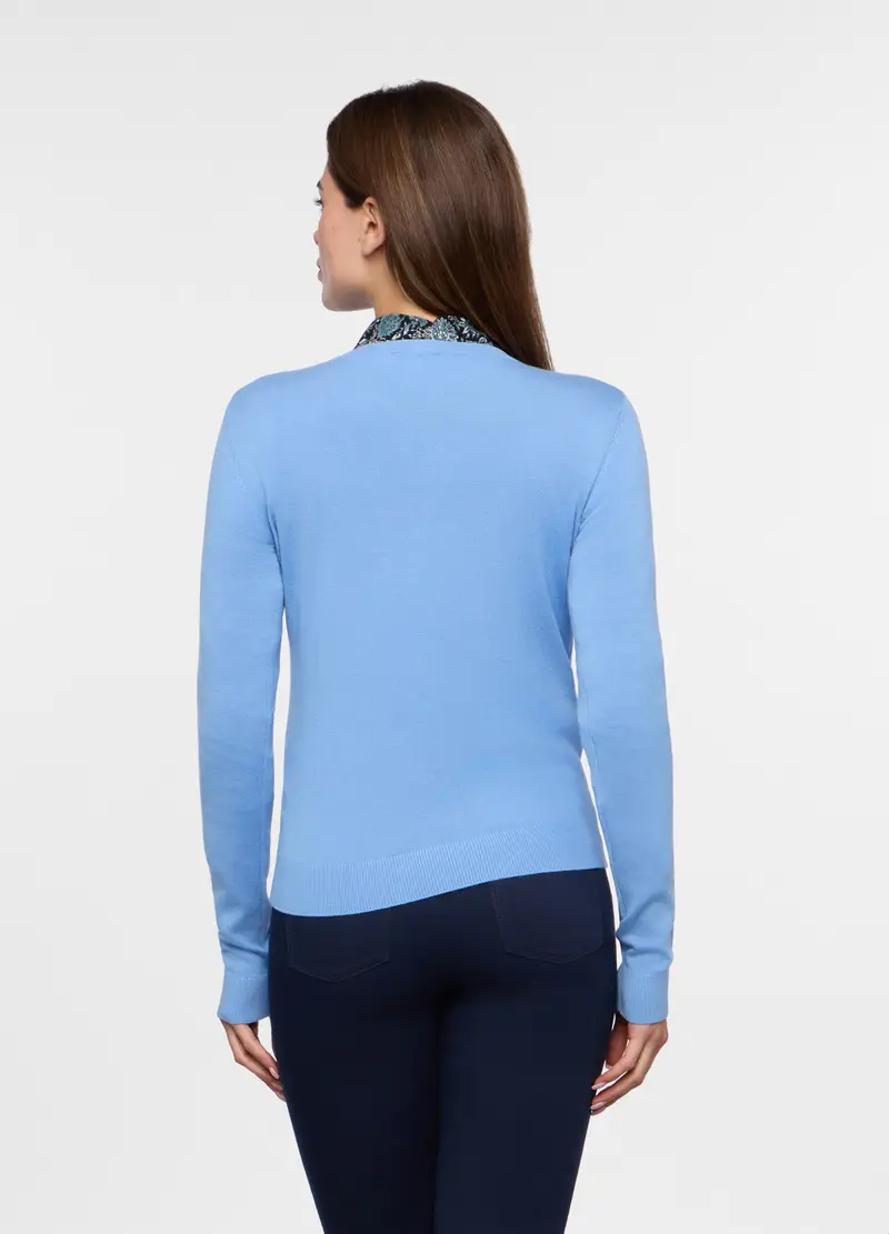 Tricot Misto Viscosa Donna, Azzurro cielo miniatura 2