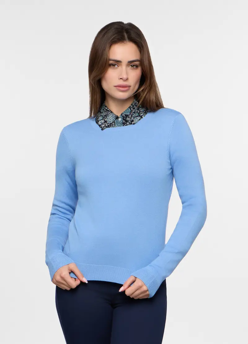 Tricot Misto Viscosa Donna, Azzurro cielo