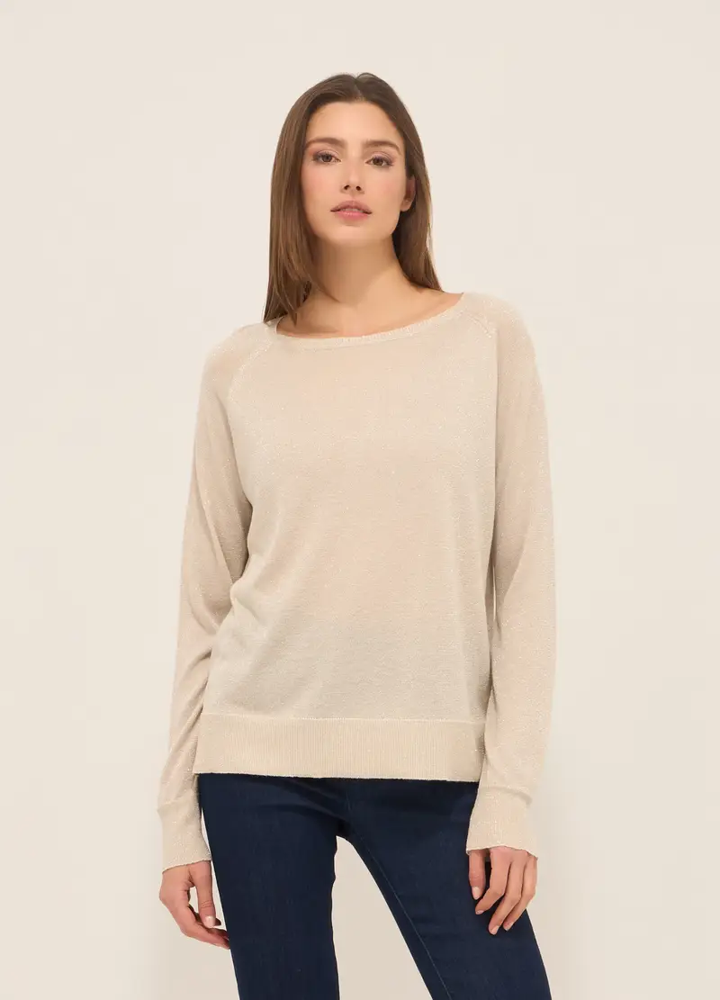 Tricot Misto Viscosa Donna, Beige chiaro