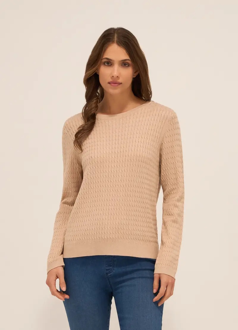 Tricot Misto Viscosa Donna, Beige chiaro