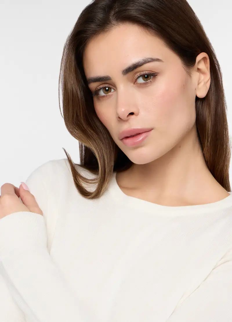 Tricot Misto Viscosa Donna, Bianco miniatura 3