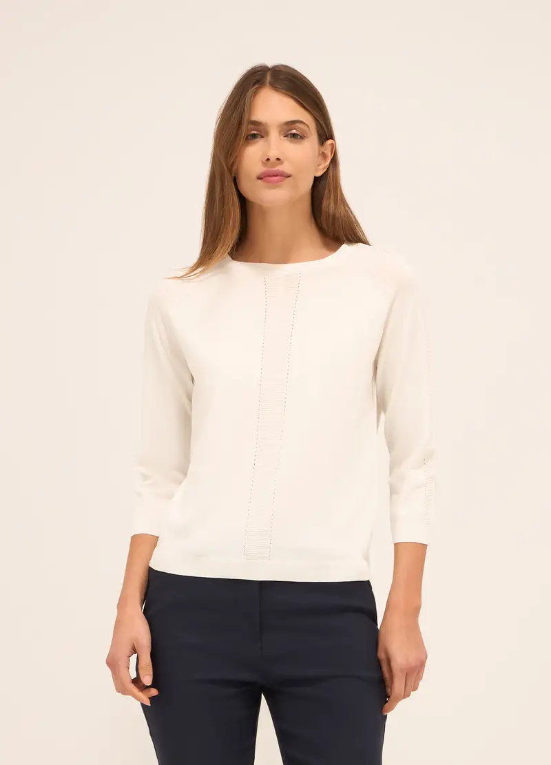 Tricot Misto Viscosa Donna, Bianco gesso
