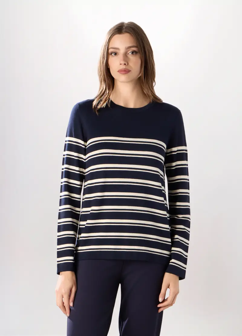 Tricot Misto Viscosa Donna, Blu navy