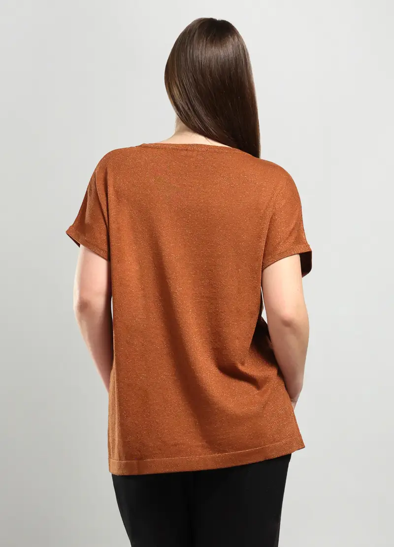 Tricot Misto Viscosa Donna Curvy, Arancione scuro miniatura 2