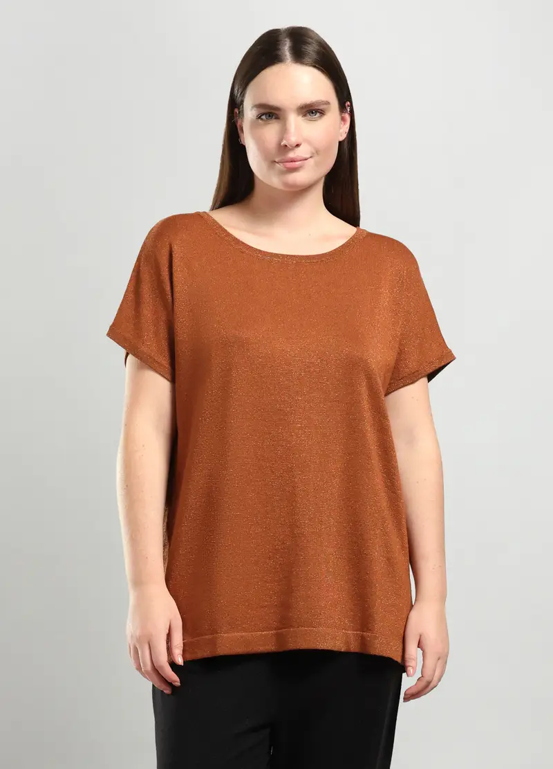 Tricot Misto Viscosa Donna Curvy, Arancione scuro