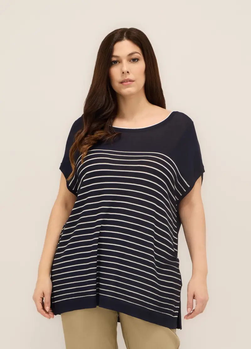 Upim, Tricot Misto Viscosa Donna Curvy, Blu navy, Taglia: S