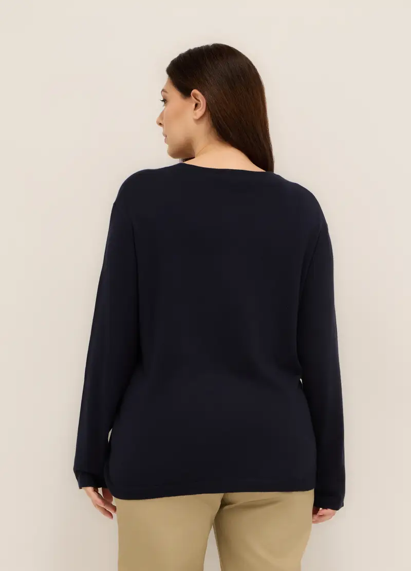 Tricot Misto Viscosa Donna Curvy, Blu scuro miniatura 2