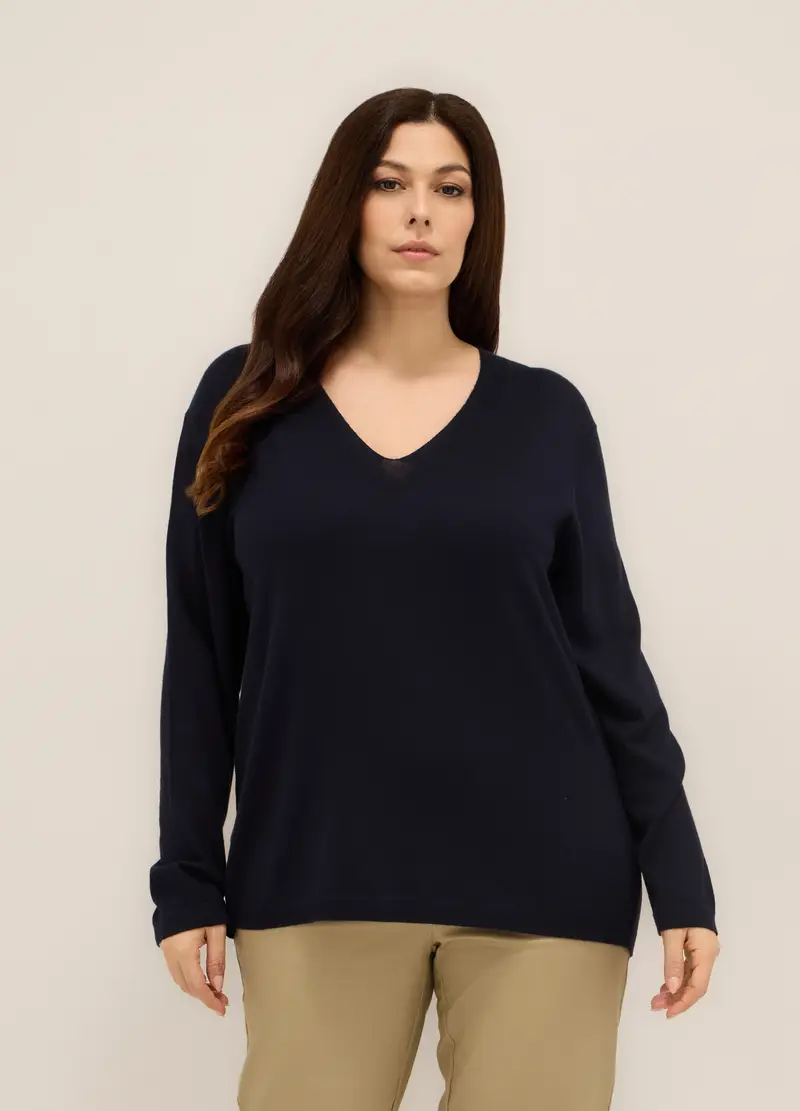 Upim, Tricot Misto Viscosa Donna Curvy, Blu scuro, Taglia: S