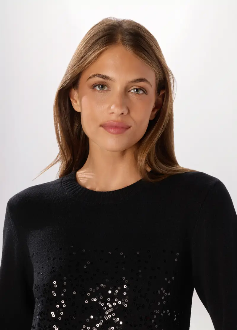 Tricot Misto Viscosa Donna, Nero miniatura 3