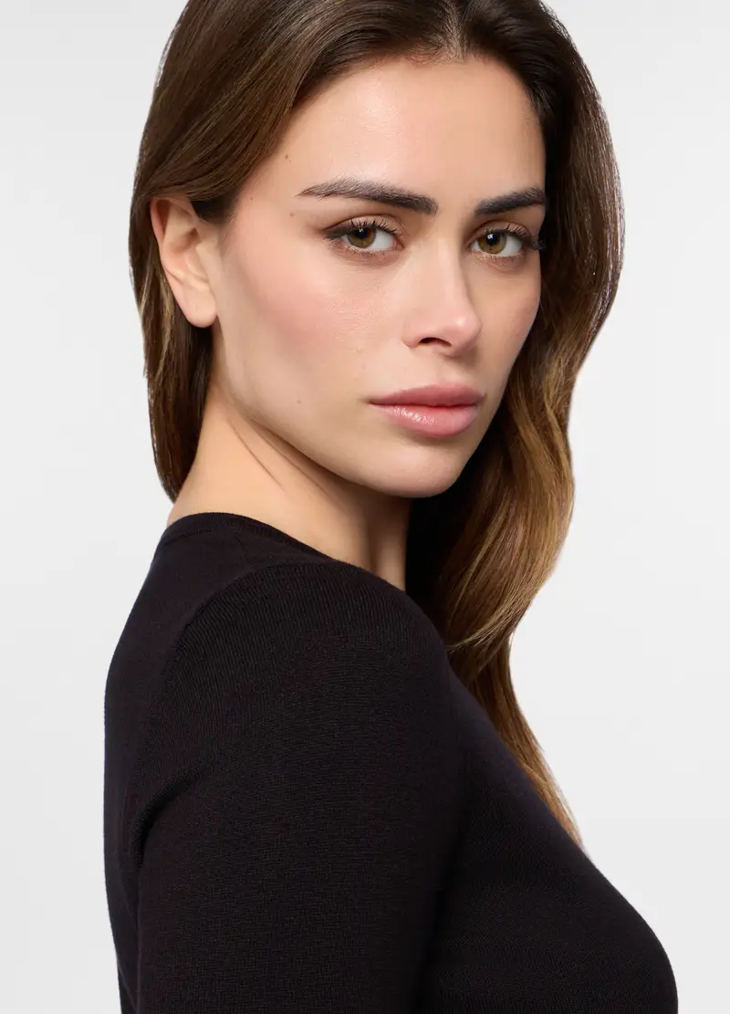 Tricot Misto Viscosa Donna, Nero miniatura 3