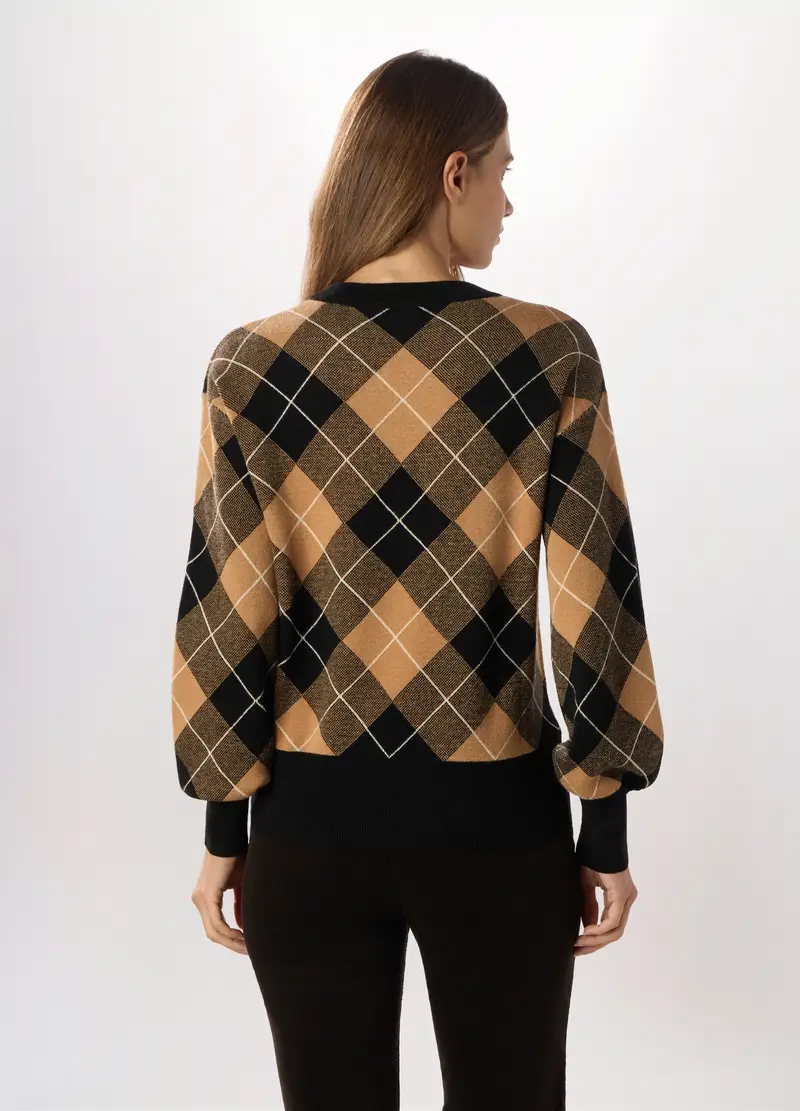 Tricot Misto Viscosa Donna, Nero/beige miniatura 2