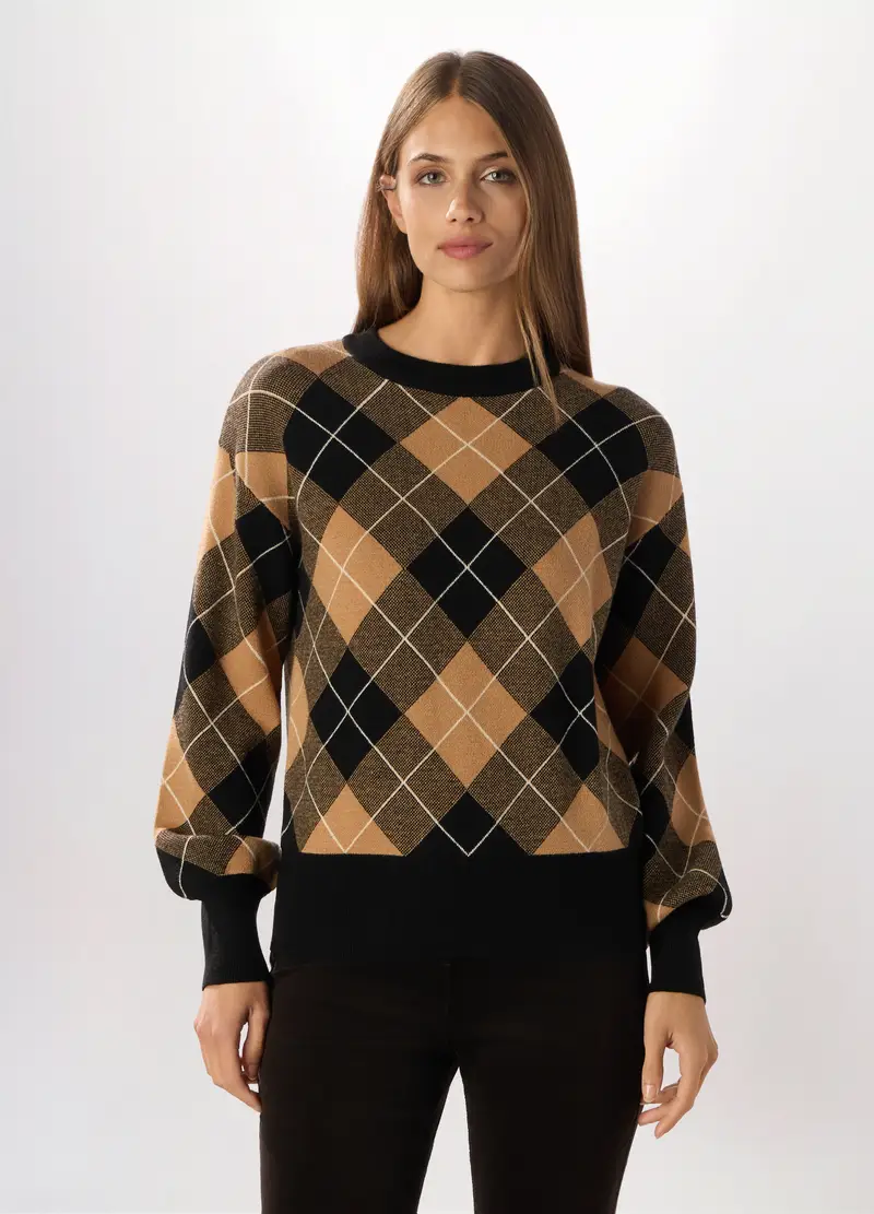 Tricot Misto Viscosa Donna, Nero/beige