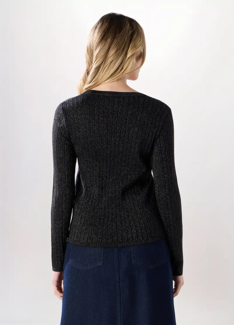 Tricot Misto Viscosa Donna, Nero stampa 1 miniatura 2