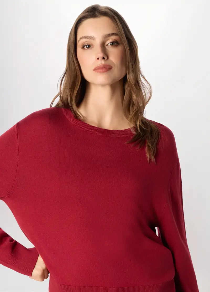 Tricot Misto Viscosa Donna, Rosso aragosta miniatura 3