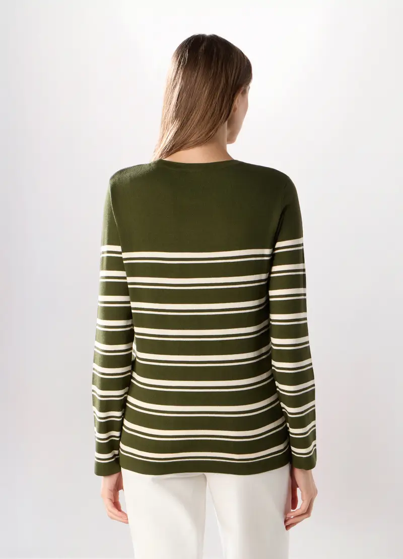 Tricot Misto Viscosa Donna, Verde oliva miniatura 2