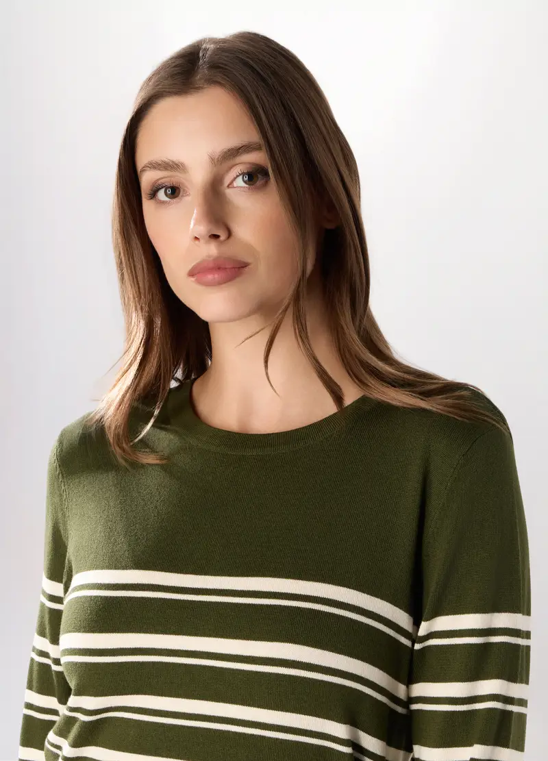 Tricot Misto Viscosa Donna, Verde oliva miniatura 3