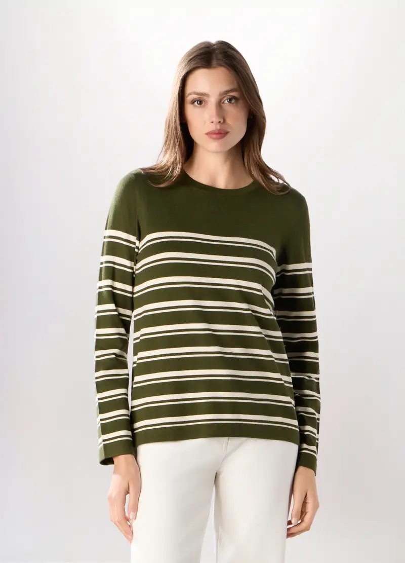 Tricot Misto Viscosa Donna, Verde oliva