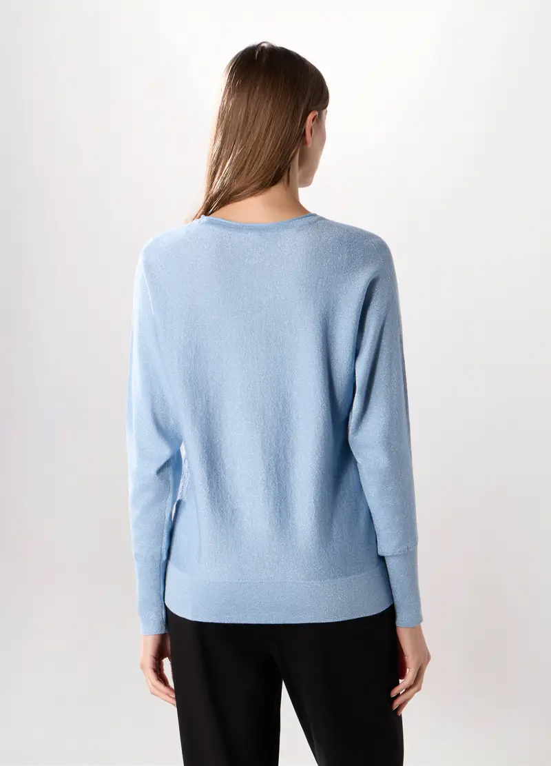 Tricot Misto Viscosa E Filo Lurex Donna, Azzurro chiaro miniatura 2