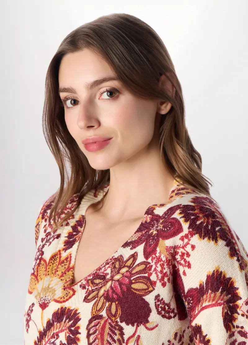 Tricot Multicolor Donna, Bianco miniatura 3