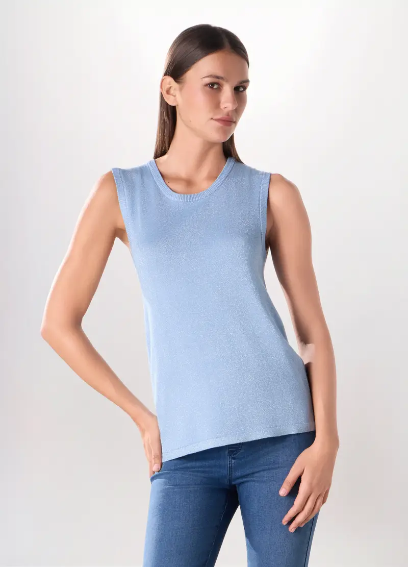 Upim, Tricot Smanicato Donna, Azzurro chiaro, Taglia: S