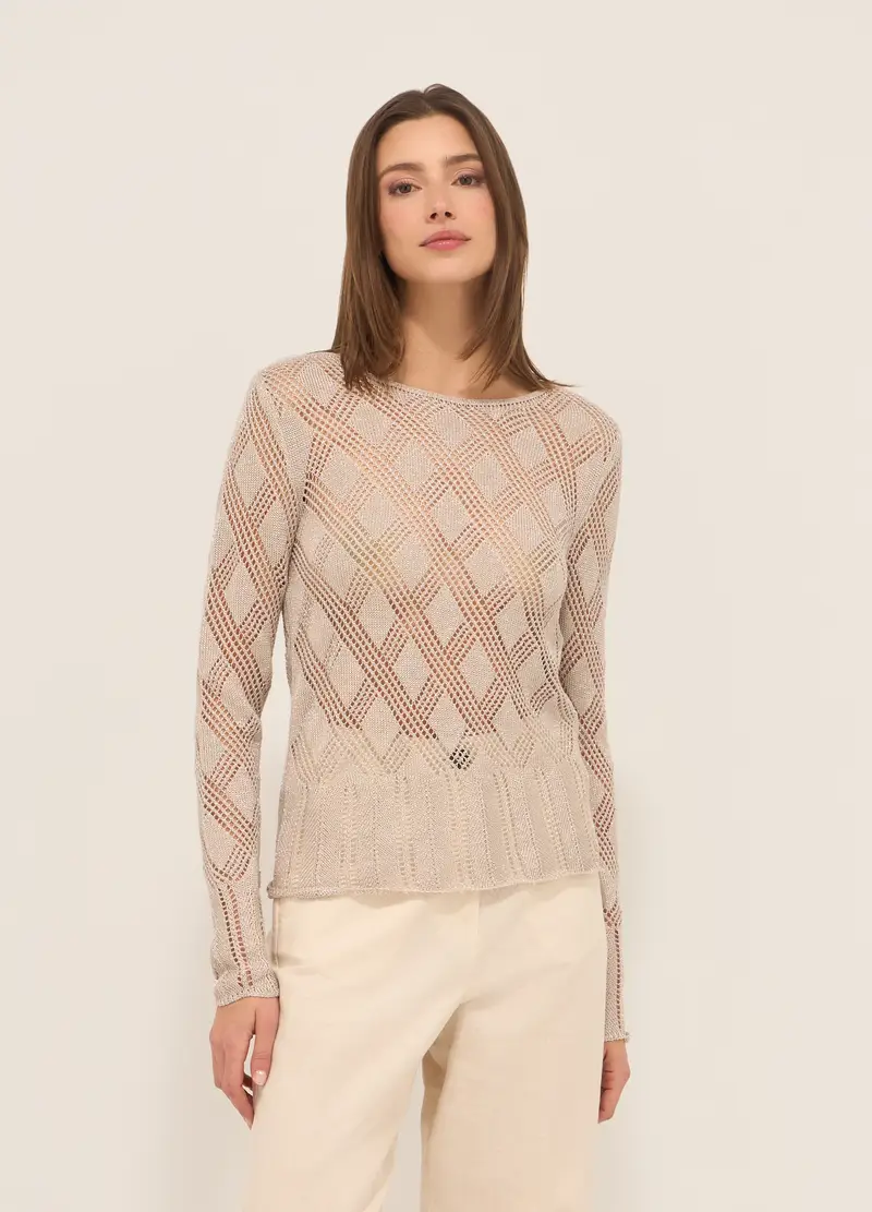 Upim, Tricot Traforato In Misto Cotone Donna, Beige, Taglia: S
